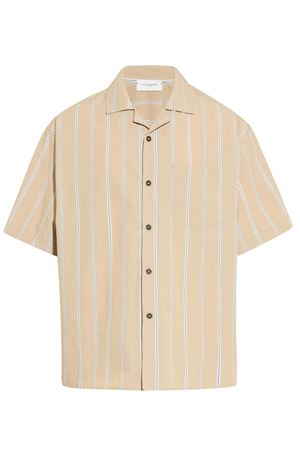 Camicia Boxy Fit in Cotone a Righe Beige e Bianco PAOLO PECORA | G0921580RA11